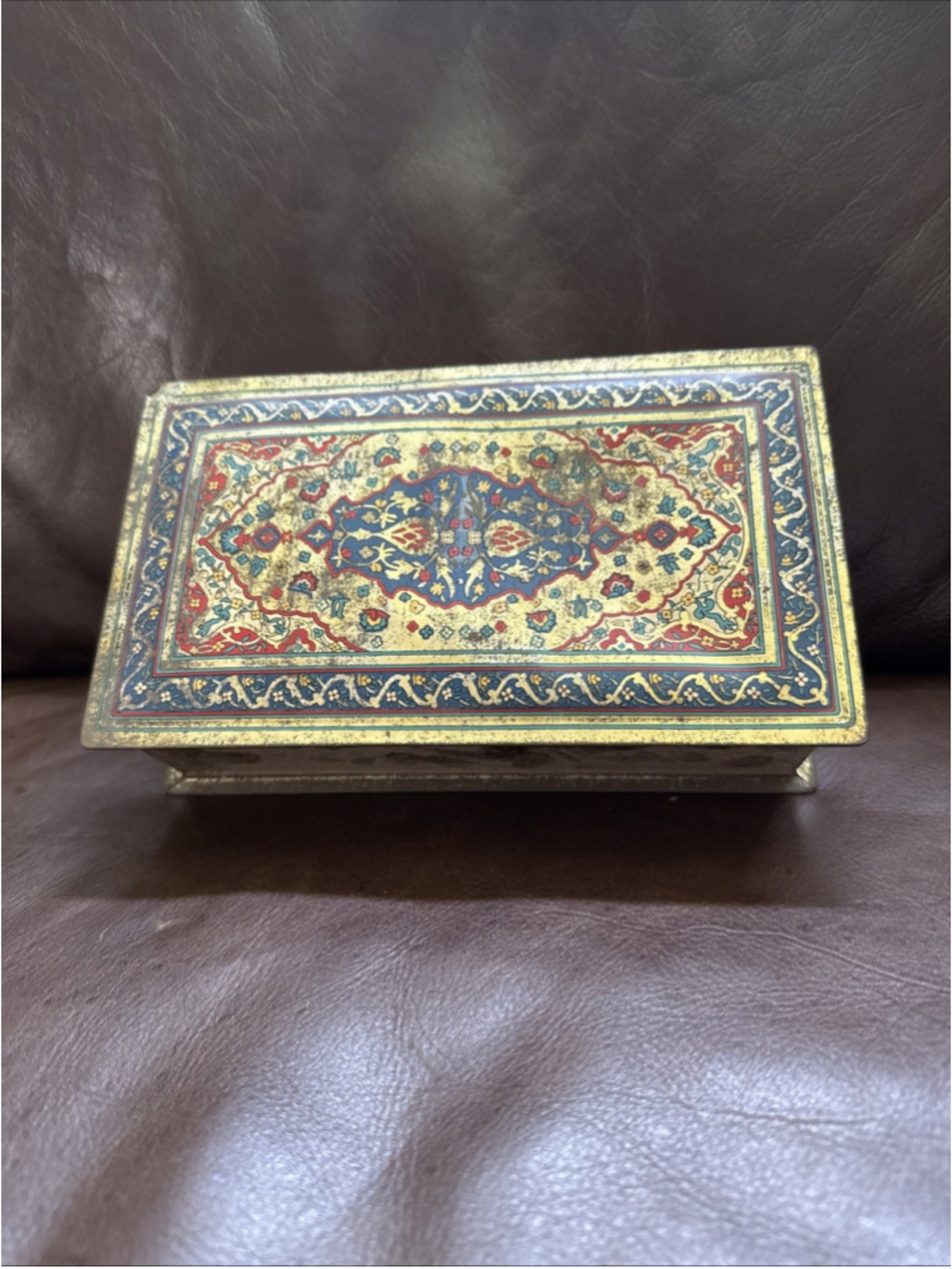 Schrafft's Vintage Tin Candy Box Canco Persian Lithograph Motif Hinged Lid